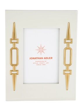Jonathan Adler Cream and Gold Geometric Accent Picture Frame